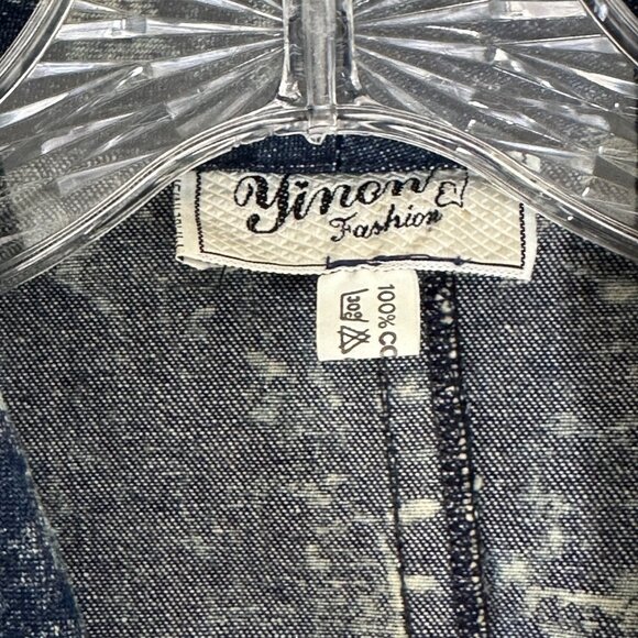 90s Acid Wash Denim Jacket Womens Medium‎ Studded Buckle Accents Western Cowgirl - Picture 9 of 9